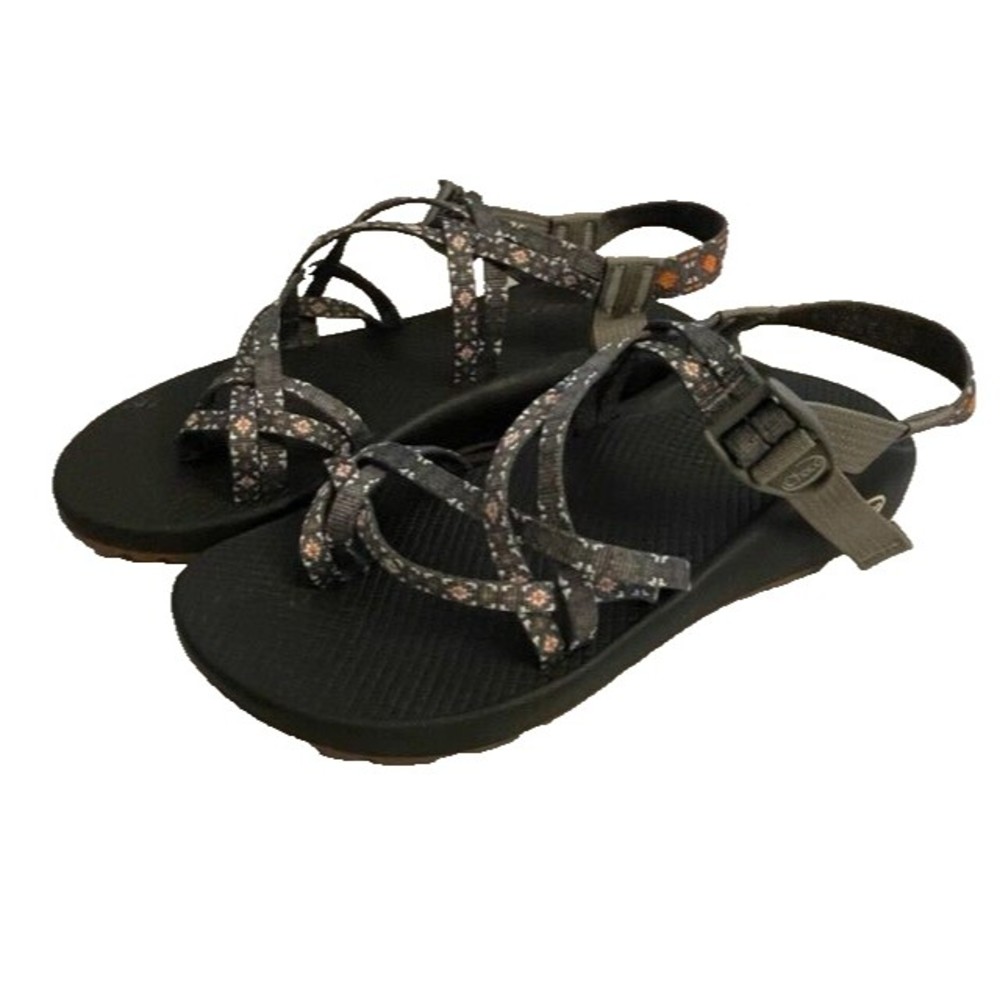 Chaco Women's ZX2 Classic Strappy Sandal Gray Orange Pattern Comfy Size 11